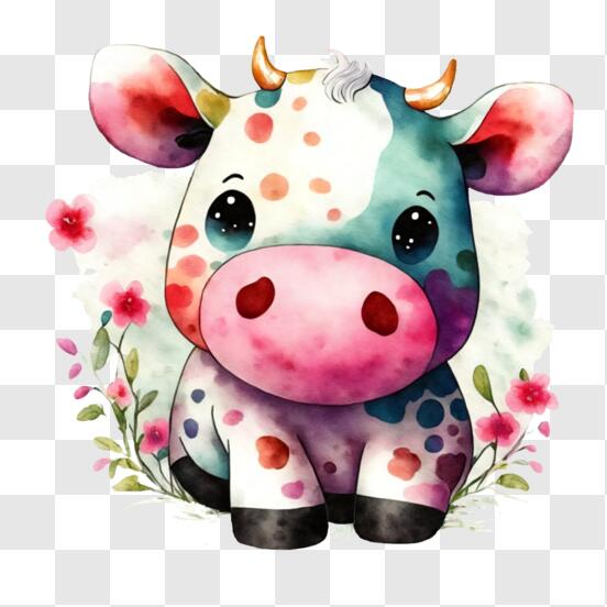 Cute Pink Cow Print Art Print