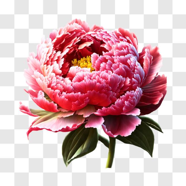 Download Pink Peony Flower with Green Leaves on Black Background PNGs ...