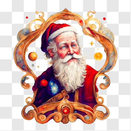 Frohe Weihnachten mit Weihnachtsmann und festlichen Ornamenten PNG