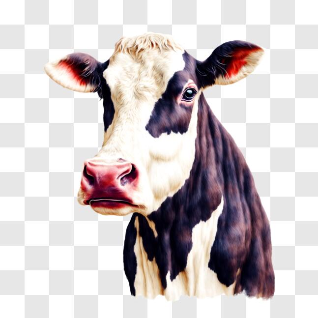 Download Close-Up of a Black and White Cow PNG Online - Creative Fabrica