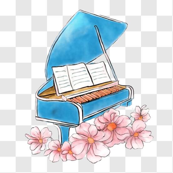 Piano Musical Com Luz Desenho Animais - Azul