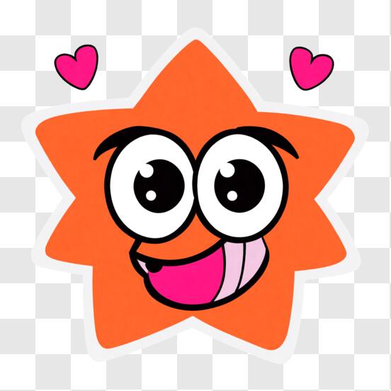 Bunter Smiley-Gesicht Stern Aufkleber mit herzförmigen Augen PNG