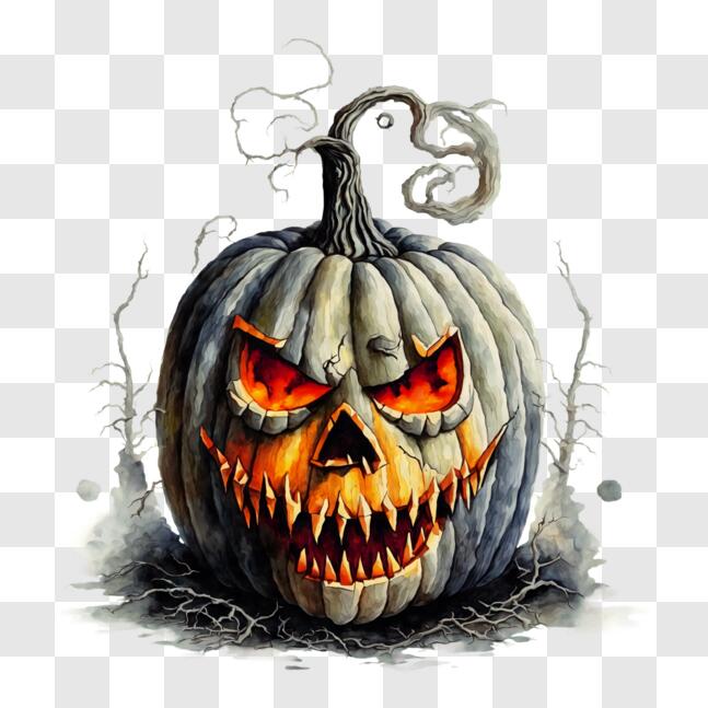 Download Spooky Halloween Decor: Angry Jack-o-Lantern with Glowing Eyes ...