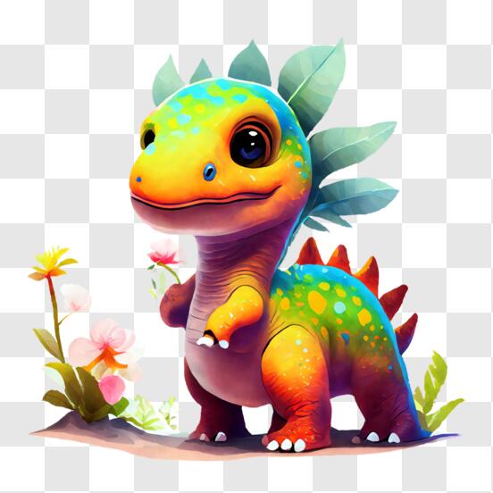 Baixe Adorável Pequeno Dinossauro Roxo com Chapéu e Flores PNG - Creative  Fabrica