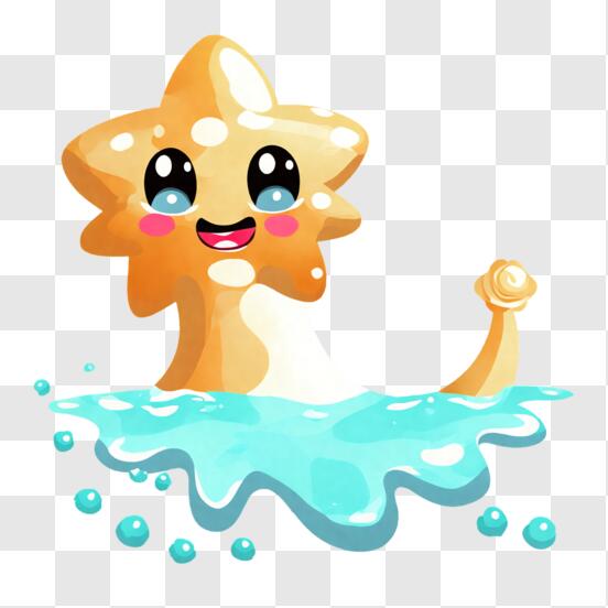 Download Cartoon Star in Water with Bubbles PNG Online - Creative