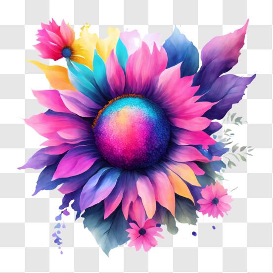 Colorful floret design on black background outlined with purple, blue,  green, and orange png download - 3500*3900 - Free Transparent Colorful  Floret Design png Download. - CleanPNG / KissPNG