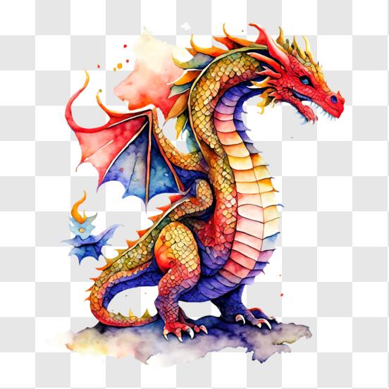 Télécharger Œuvre d'art de dragon coloré PNG En Ligne - Creative Fabrica