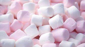 Vista ravvicinata di marshmallow bianchi e rosa foto stock
