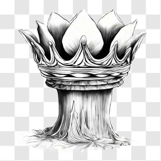 Scarica Disegno di una corona capovolta su un ceppo d'albero PNG Online - Creative  Fabrica