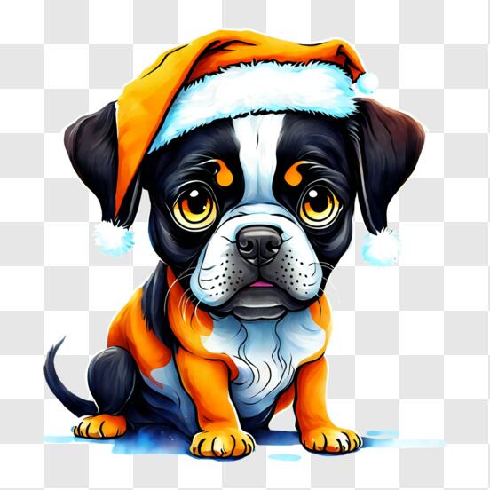 Baixe Cachorro de desenho animado fofo usando chapéu de Papai Noel