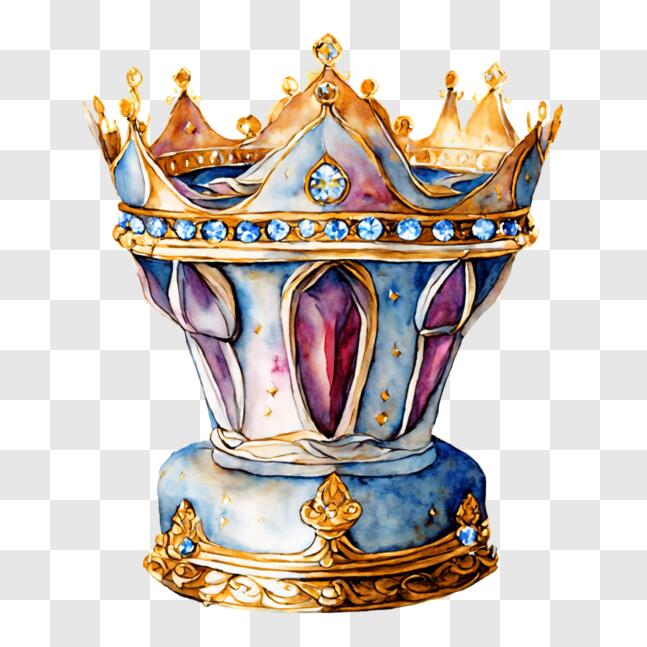 Download Colorful Crown with Gold and Blue Jewels PNG Online - Creative ...