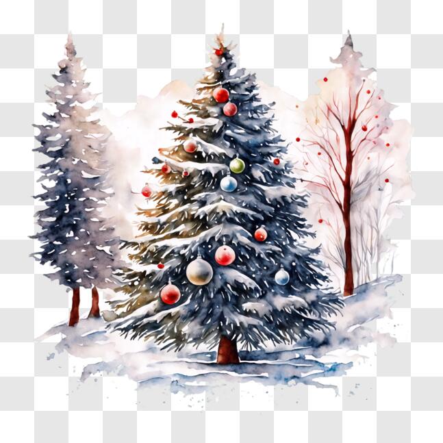Download Watercolor Christmas Tree in the Woods PNGs Online - Creative ...