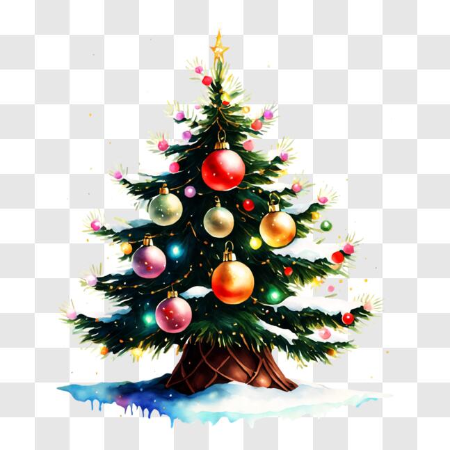 Download Festive Christmas Tree Covered in Snow PNG Online - Creative ...