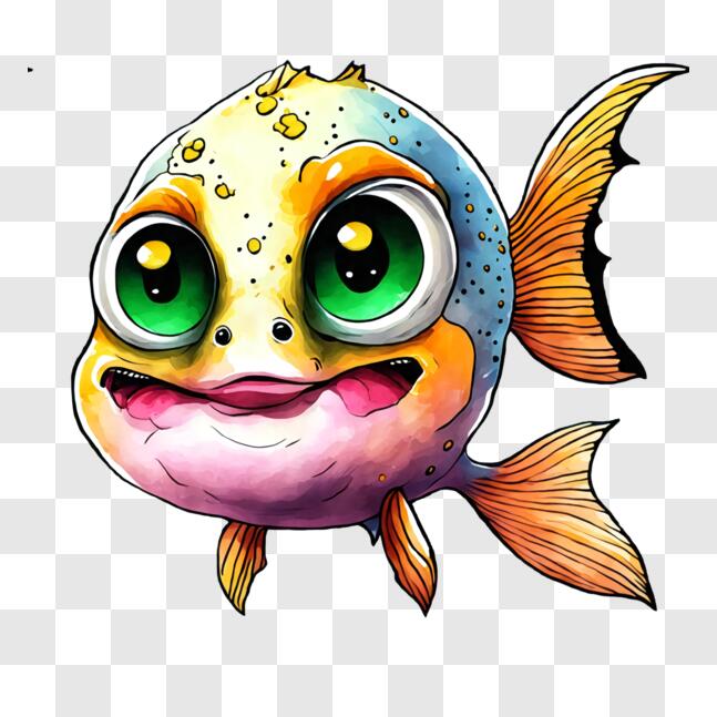 Download Smiling Cartoon Fish in the Dark PNG Online - Creative Fabrica