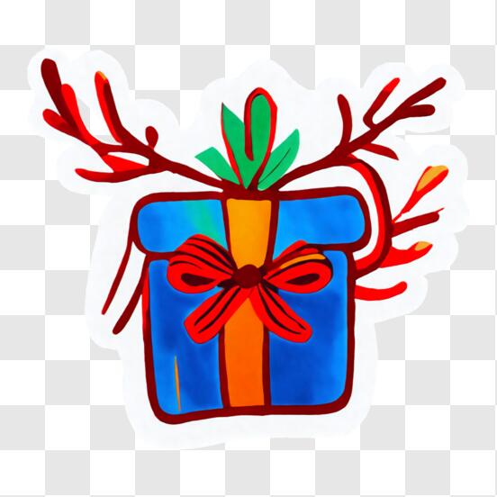 Download Beautiful Picture of a Wrapped Gift Box with Red Ribbon PNG