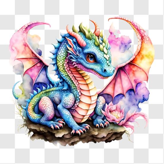 Télécharger Art de dragon coloré pour la décoration de la chambre d'enfant  PNG En Ligne - Creative Fabrica