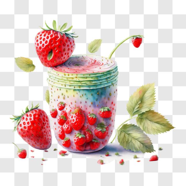 Download Fresh and Delicious Strawberry Smoothie in a Mason Jar PNG ...