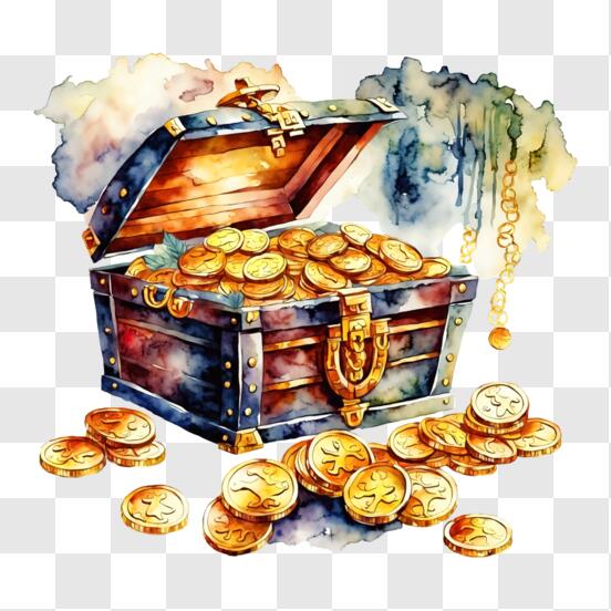 Download Empty Treasure Chest with Gold Coins and Valuables PNG Online -  Creative Fabrica