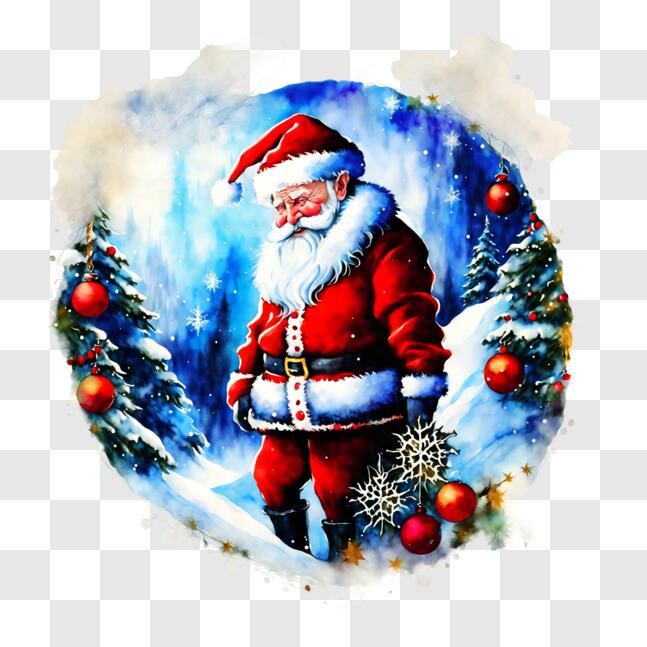 Download Santa Claus in a Winter Wonderland PNG Online - Creative Fabrica
