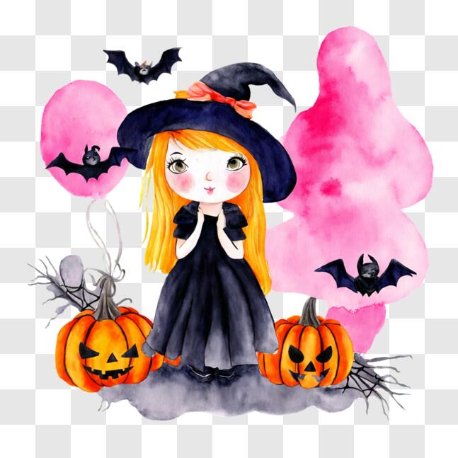 Ícone de halloween de chapéu de bruxa listrado de desenho animado