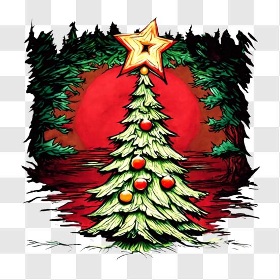 Baixe Desenho Festivo de Árvores de Natal em Fundo Preto PNG - Creative  Fabrica