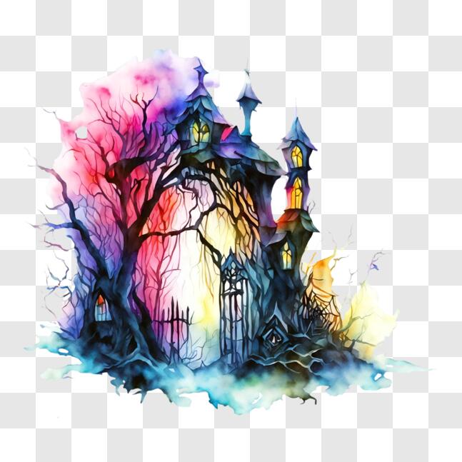 Download Haunted House Illustration for Halloween Decor PNG Online ...