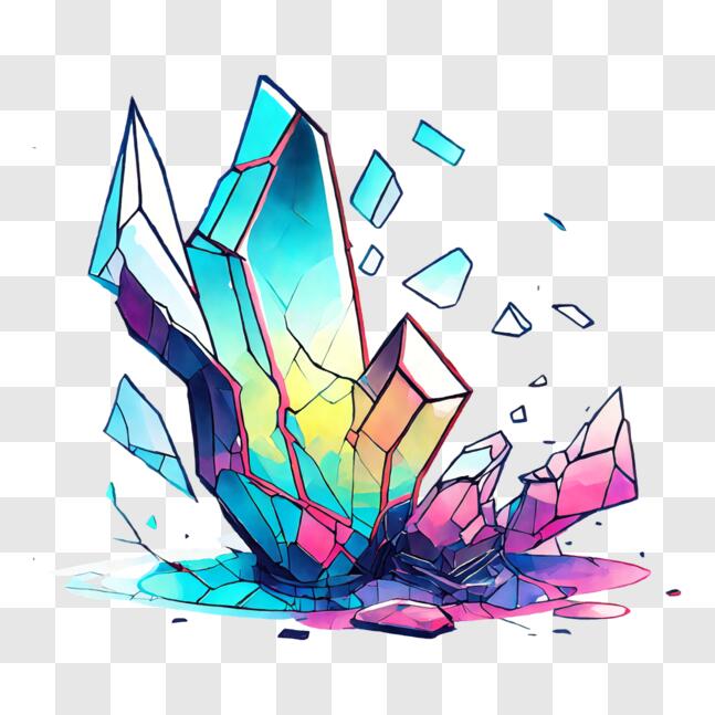 Download Abstract Shattered Crystal Artwork in Vibrant Colors PNG Online -  Creative Fabrica