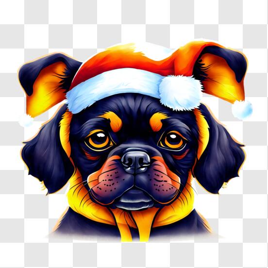 Download Festive Dog with Santa Hat PNG Online - Creative Fabrica