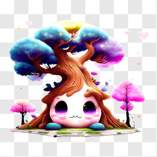 Cute Wise Owl in Mystical Tree · Creative Fabrica
