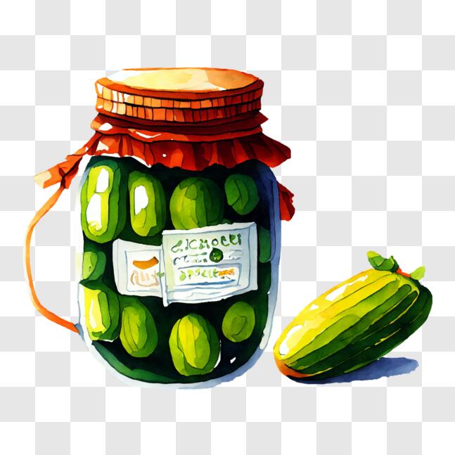 Download Delicious Jar of Pickles with Bread PNG Online - Creative Fabrica