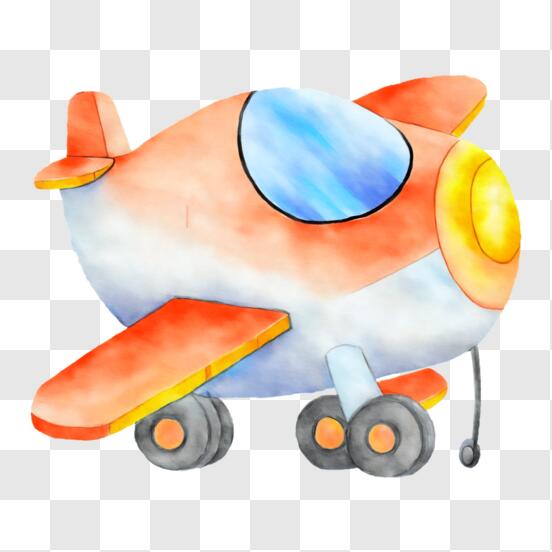 Baixe Avião de desenho animado colorido com personagem PNG