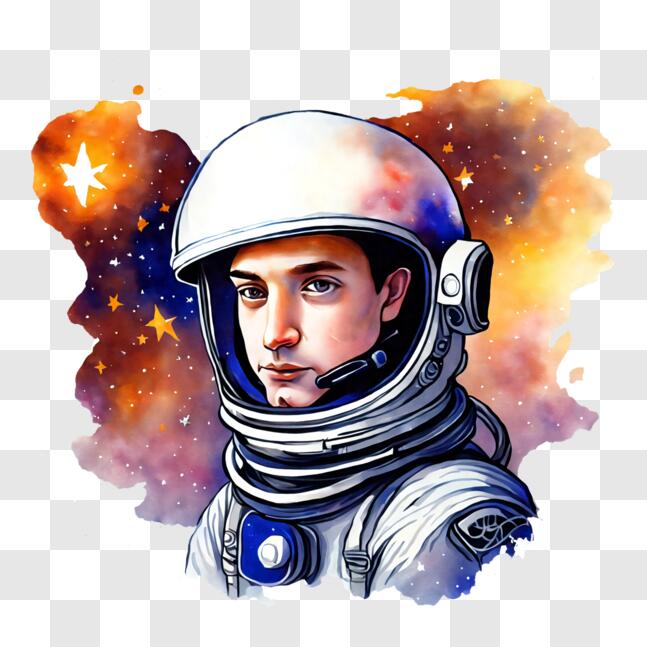 Scarica Opera d'arte Astronauta con Stelle PNG Online - Creative Fabrica