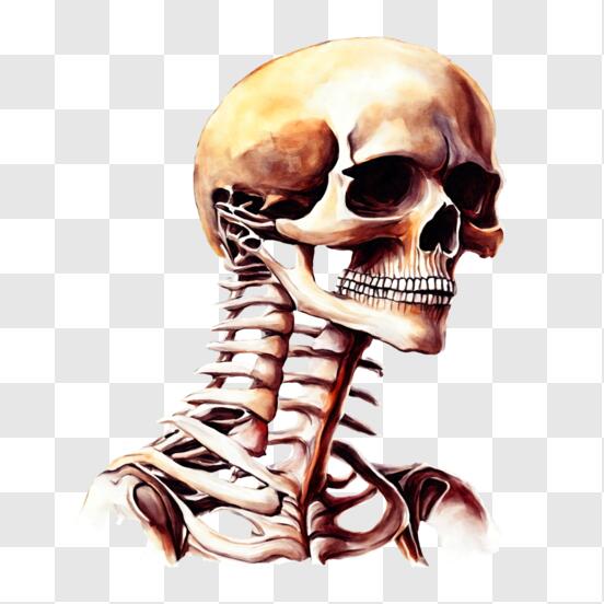 Skeleton illustration, Human skeleton Anatomy Drawing Bone, Skeleton,  monochrome, head png | PNGEgg