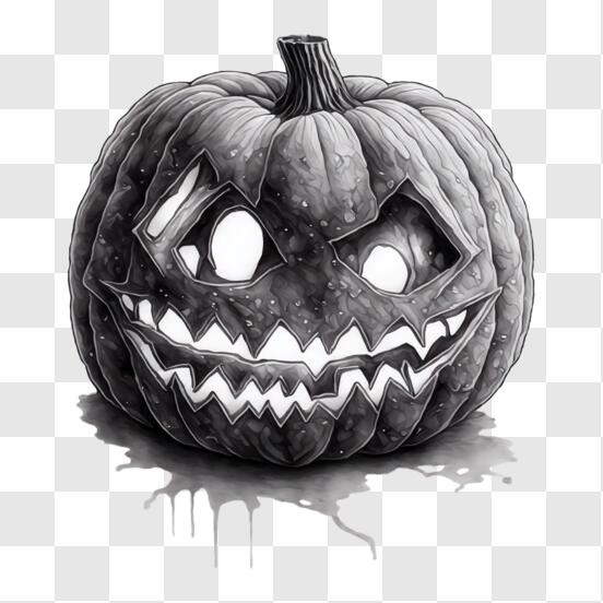 Black Scary face of Halloween pumpkin or ghost o transparent background PNG  - Similar PNG