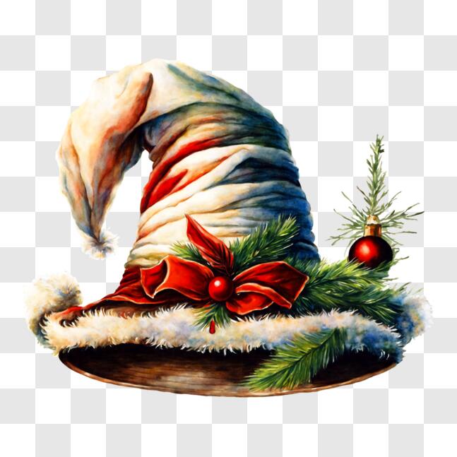 Download Festive Painted Santa Hat for Holiday Decor PNG Online ...