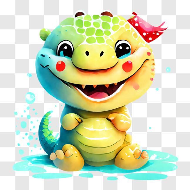 Download Colorful Cartoon Alligator Sitting on Puddles PNG Online ...
