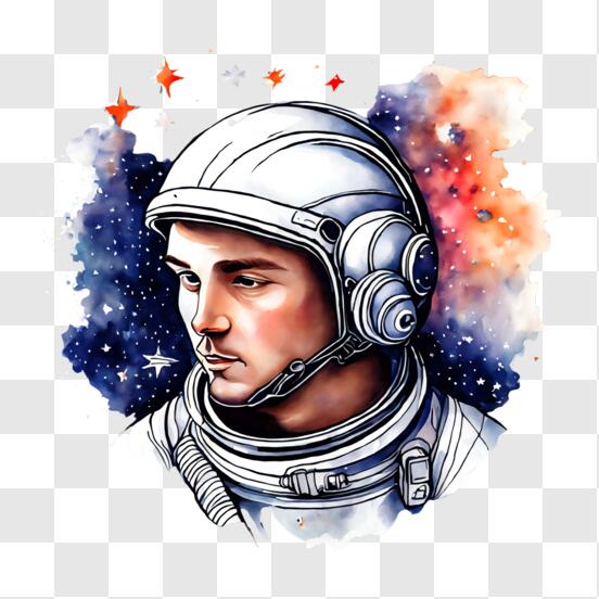 Scarica Astronauta con casco spaziale e stelle PNG Online - Creative Fabrica