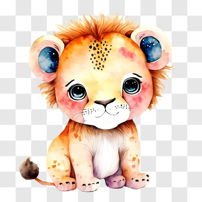 Download Beautiful watercolor lion painting PNG Online - Creative Fabrica