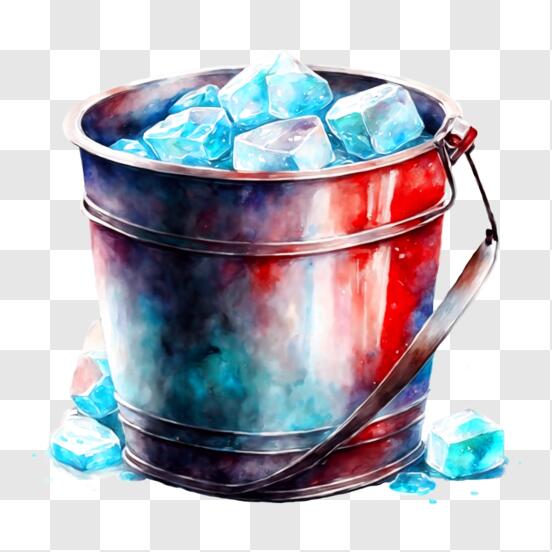 Download Metal Bucket with Ice Cubes Melting PNG Online - Creative Fabrica
