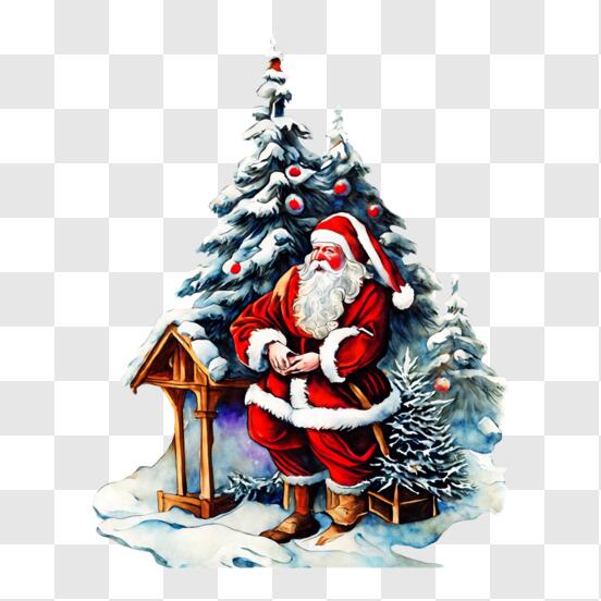 Christmas tree Drawing Santa Claus, christmas, winter, holidays png | PNGEgg