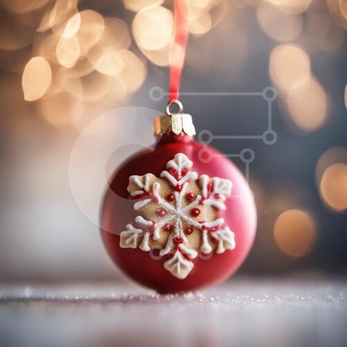 Christmas Red And Silver Decorations On White Background Stock