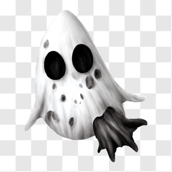 Download Spooky White Ghost with Sharp Teeth PNG Online - Creative
