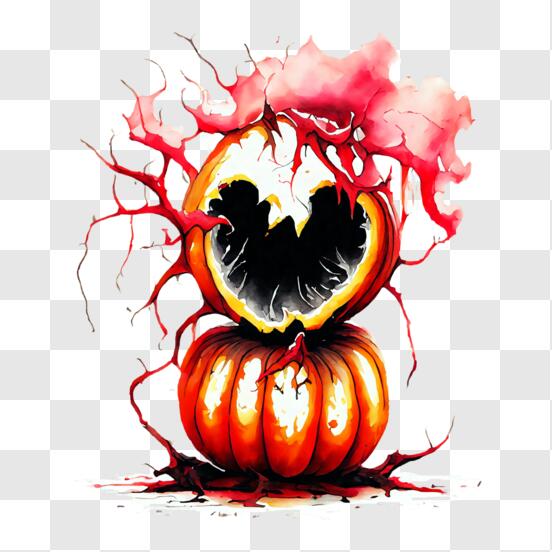 Baixe Ilustração Assustadora de Abóbora de Halloween PNG - Creative Fabrica