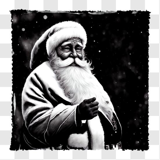Disegno di Natale da colorare in bianco e nero: gatto, Babbo Natale, renna  · Creative Fabrica