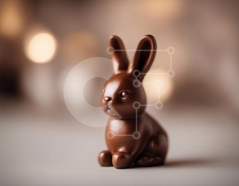 Adorable Chocolate Bunny Figurine in Lights stock photo Creative Fabrica