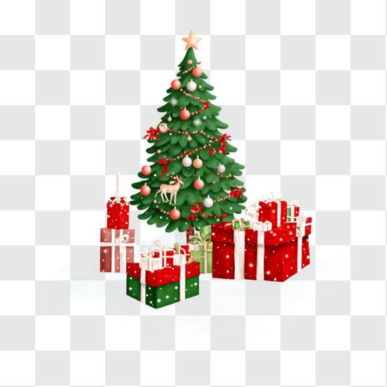 Scarica Albero di Natale con Regali PNG Online - Creative Fabrica