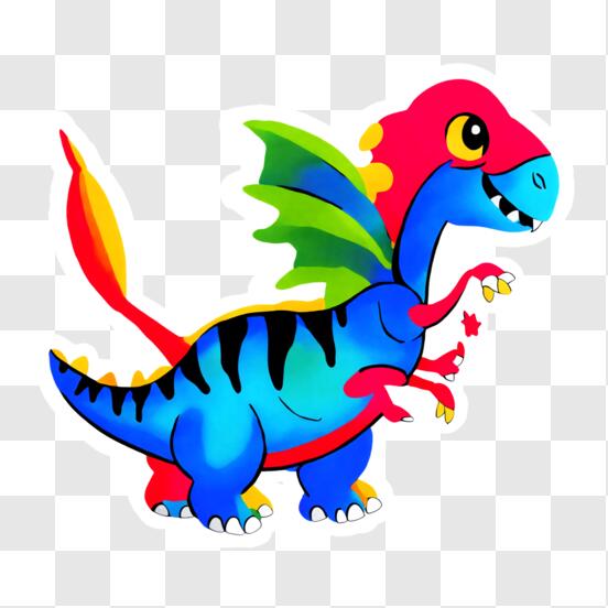 Baixe Dinossauro de desenho animado colorido rugindo com espinhos PNG -  Creative Fabrica