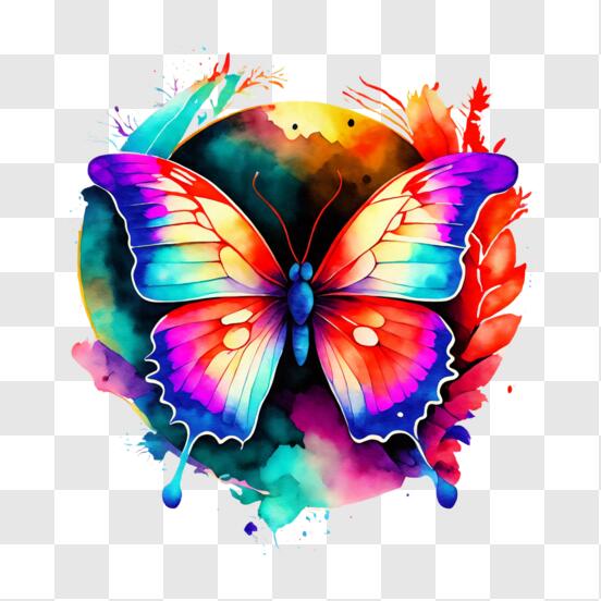 Lebhafter Schmetterling auf einem Blatt PNG online herunterladen – Creative  Fabrica