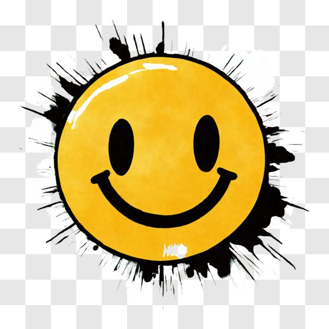 Abstract Smiley Download Abstract Yellow Smiley Face with Black Paint Splatters PNGs ...