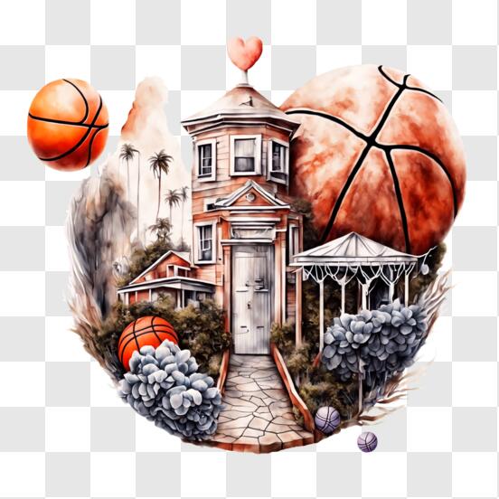 Télécharger Maison de basketball avec des ballons en forme de